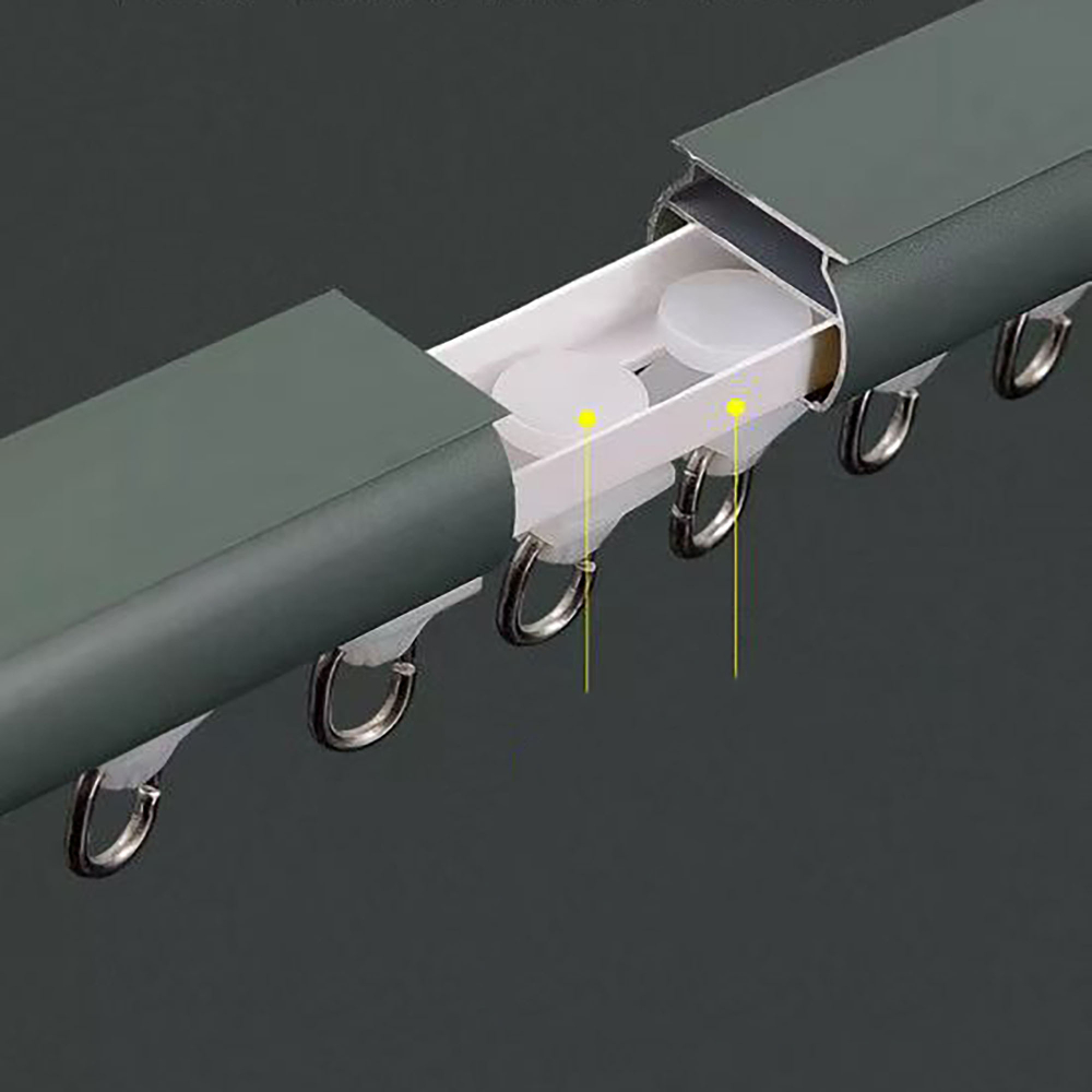 Тихий алюминиевый карниз для штор с бегунками, потолочный/настенный