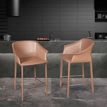 Стул полубарный GIO, кожа хаки-тауп