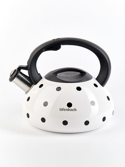 Чайник 2,5 л. из нержавеющей стали со свистком Ofenbach NB-100301 горошек