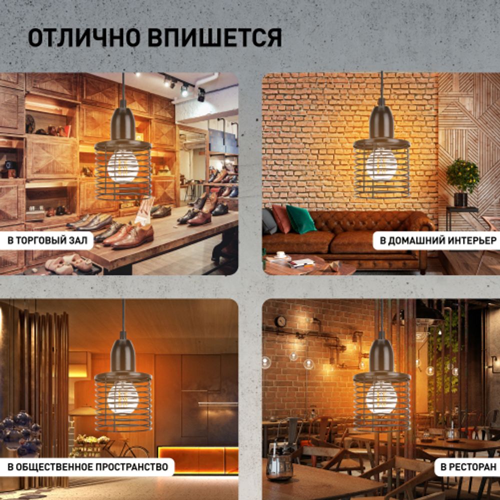 Светильник подвесной (подвес) ЭРА PL5 BK металл, E27, max 60W, высота плафона 170мм, подвеса 800мм, черный