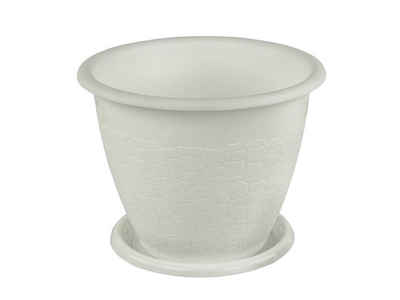 Горшок цветочный Розалия 1,2л с поддоном (белый)