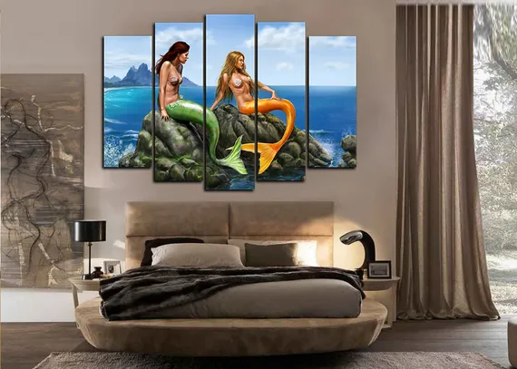 Модульная картина "Русалки на камне"