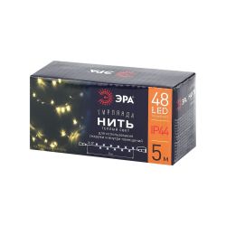 Светодиодная новогодняя гирлянда ЭРА ENON-5B Нить 5 м теплый свет 24V IP44 | Гирлянды