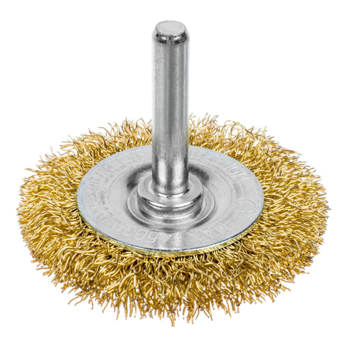 45-3-105 Щетка-крацовка дисковая, со шпилькой, латунированная стальная проволока, d=50мм, (шт.)
