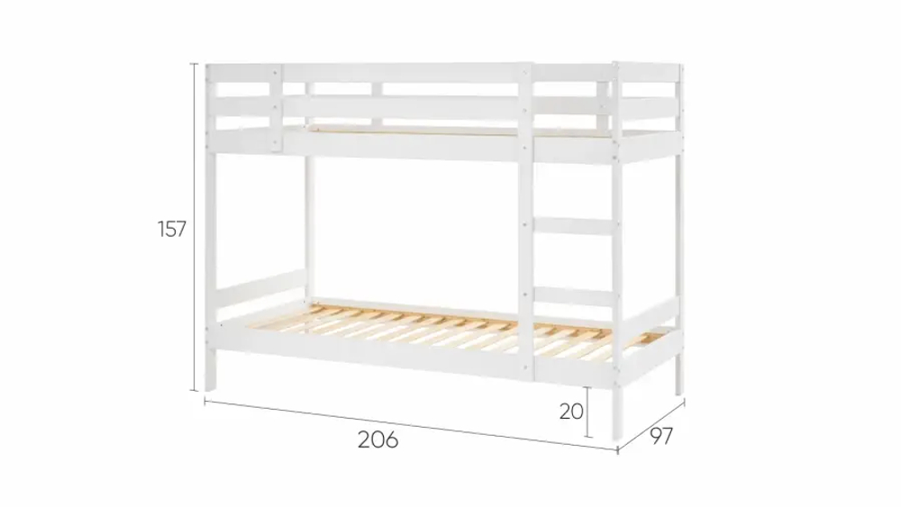 Кровать двухъярусная - аналог IKEA MYDAL/ МИДАЛ/ ОШ / ИКЕА, 90x200 см, белый