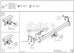 Фаркоп оцинкованный Galia N052A для Nissan Navara D40 2005-(паспорт и сертификат в комплекте)(без электрики)