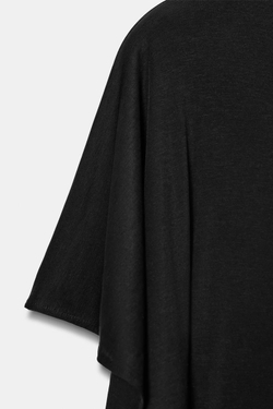 ZARA ТОП АСИММЕТРИЧНОГО КРОЯ СО СБОРКАМИ, ЧЕРНЫЙ