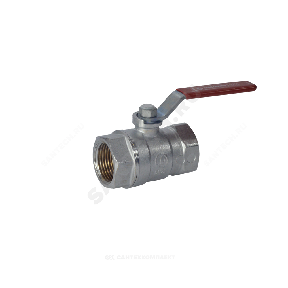 Кран шаровой латунь хром R250D Ду 32 Ру42 ВР рычаг красный Giacomini R250X006