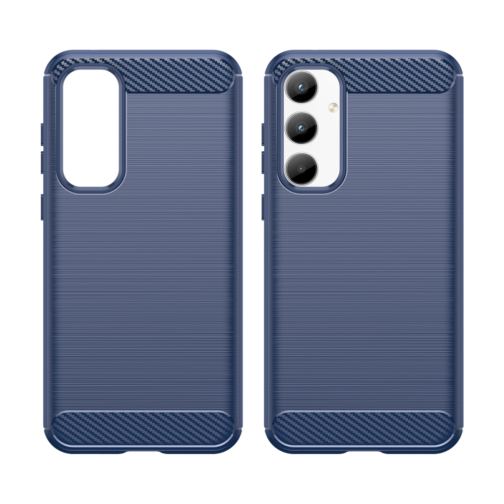 Мягкий чехол синего цвета в стиле карбон для Samsung Galaxy A35, серия Carbon от Caseport