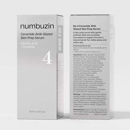 Обновляющая сыворотка с кислотами numbuzin No.4 Ceramide AHA Glazed Skin Prep, 30 мл