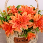 Цветочная композиция «Весенняя мелодия» 13*26см в корзинке оранжевый цвет