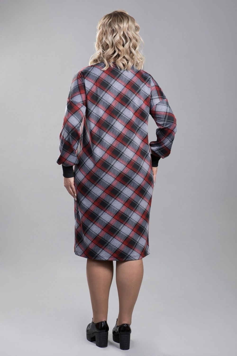 Платье 1221 бордовая клетка Novita (Акция)