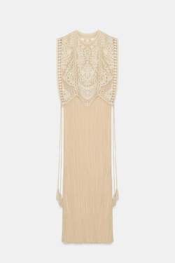 ZARA ПЛАТЬЕ С КОМБИНИРОВАННОЙ СЪЕМНОЙ НАКИДКОЙ — ZW COLLECTION, ЭКРЮ