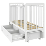 Кровать детская Indigo Vista маятник на колесах, ящик белая аляска