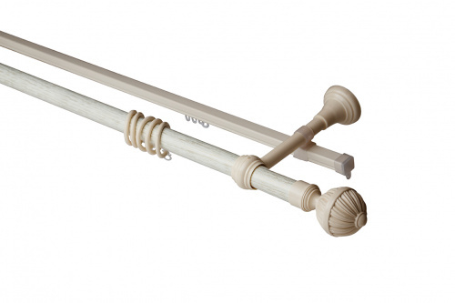 Карниз круглый 2 -х ряд Волшебная палочка Д-28 мм 2,4  м крем