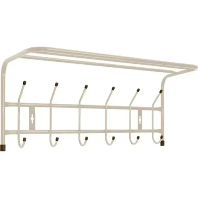 Вешалка настенная 6 крючков с полкой, 605, Бежевый металлик, ВП6/БЖ