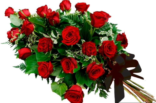 Букет «20 красных роз, зелень»