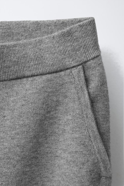 ZARA ТРИКОТАЖНЫЕ БРЮКИ WIDE LEG, МЯГКИЙ СЕРЫЙ