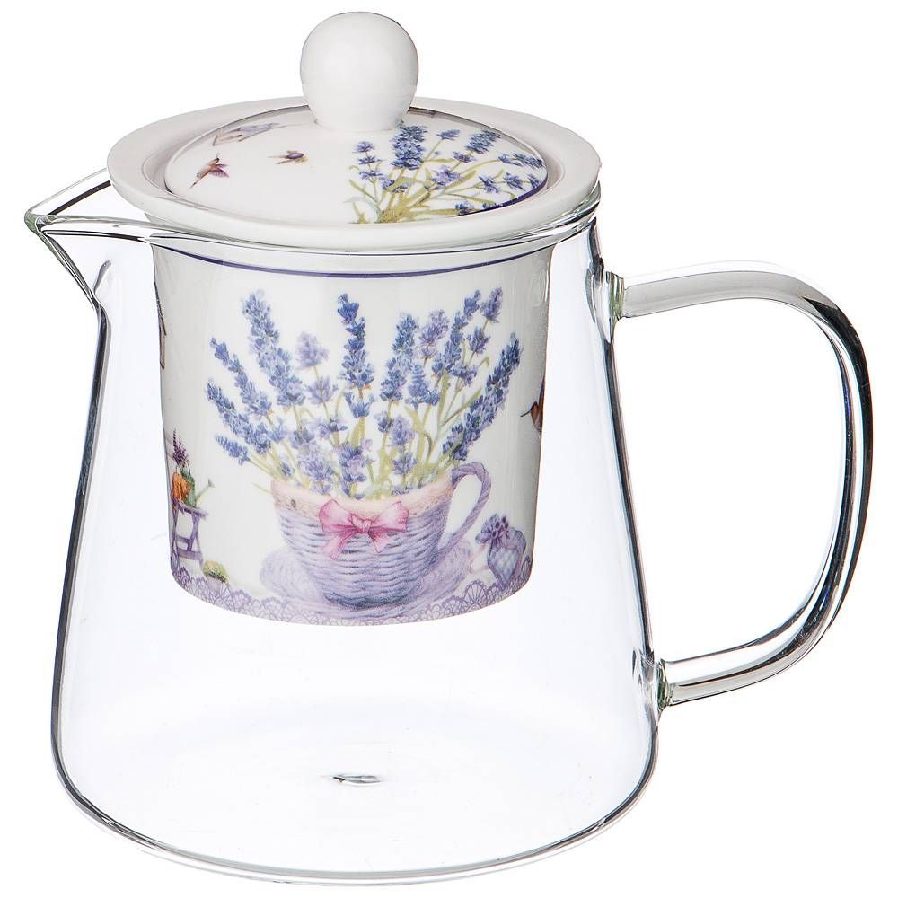 ЧАЙНИК СТЕКЛЯННЫЙ С СИТОМ LEFARD "ПРОВАНС ЛАВАНДА" 400 МЛ (КОР=36ШТ.)