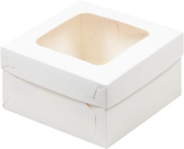Коробка для зефира 15.5х15.5х6 см, белая со съёмной крышкой