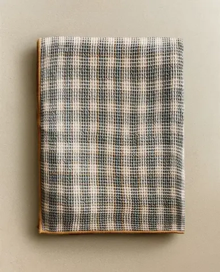 ZARA HOME ХЛОПКОВЫЙ ПЛЕД, СИНИЙ