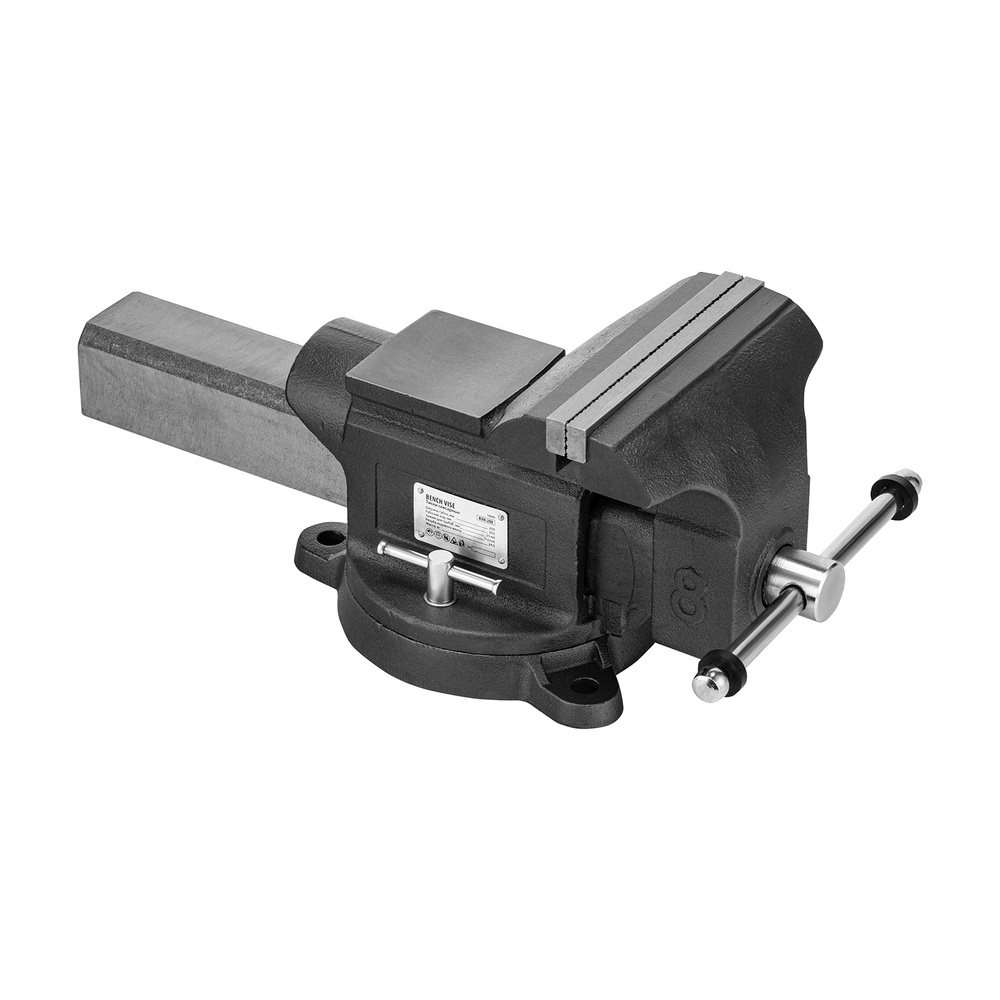 Тиски слесарные BVH-200, 200 мм, поворотные, стальная направляющая, с наковальней //Denzel