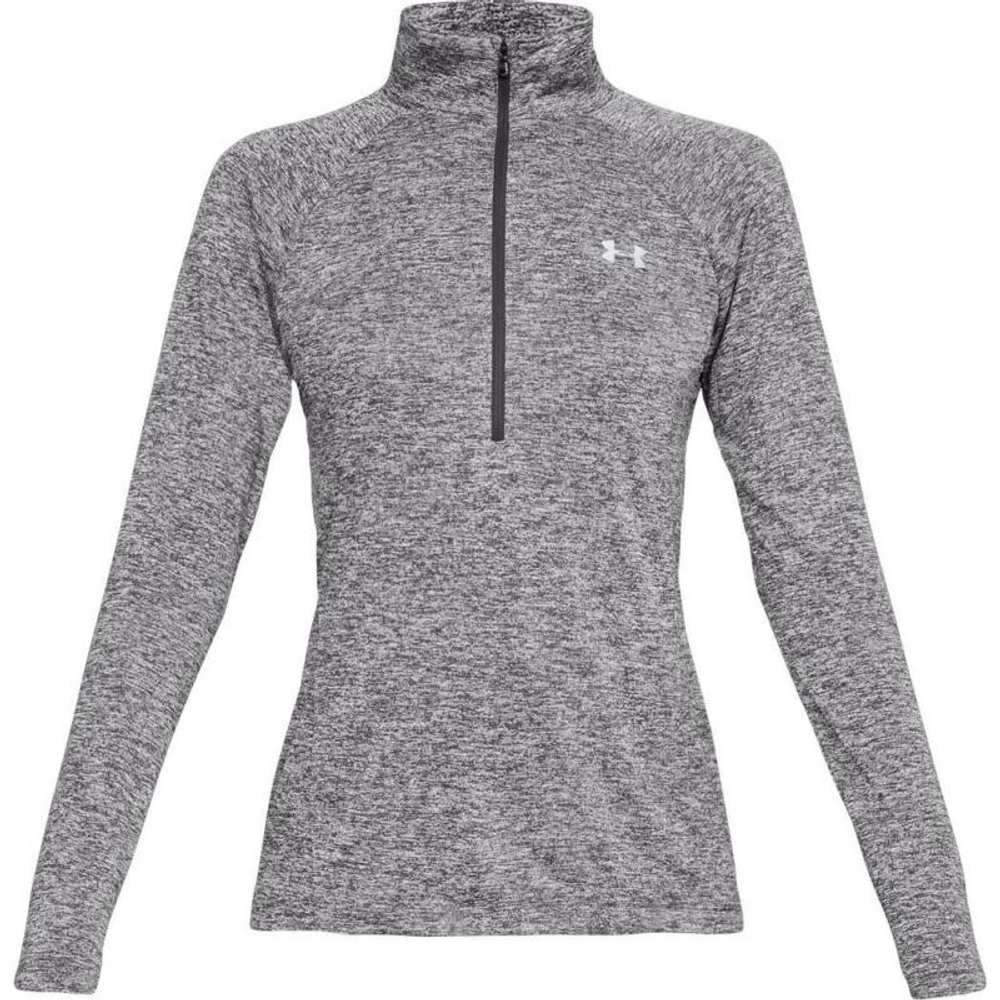 Женская теннисная футболка с длинным рукавом Under Armour Tech 1/2 Zip-Twist - black