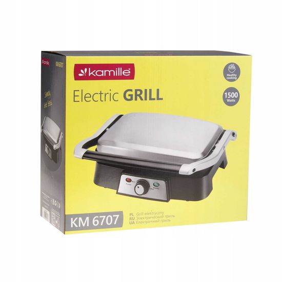 Гриль электрический контактный 1500 Вт. Kamille KM 6707 с антипригарным покрытием