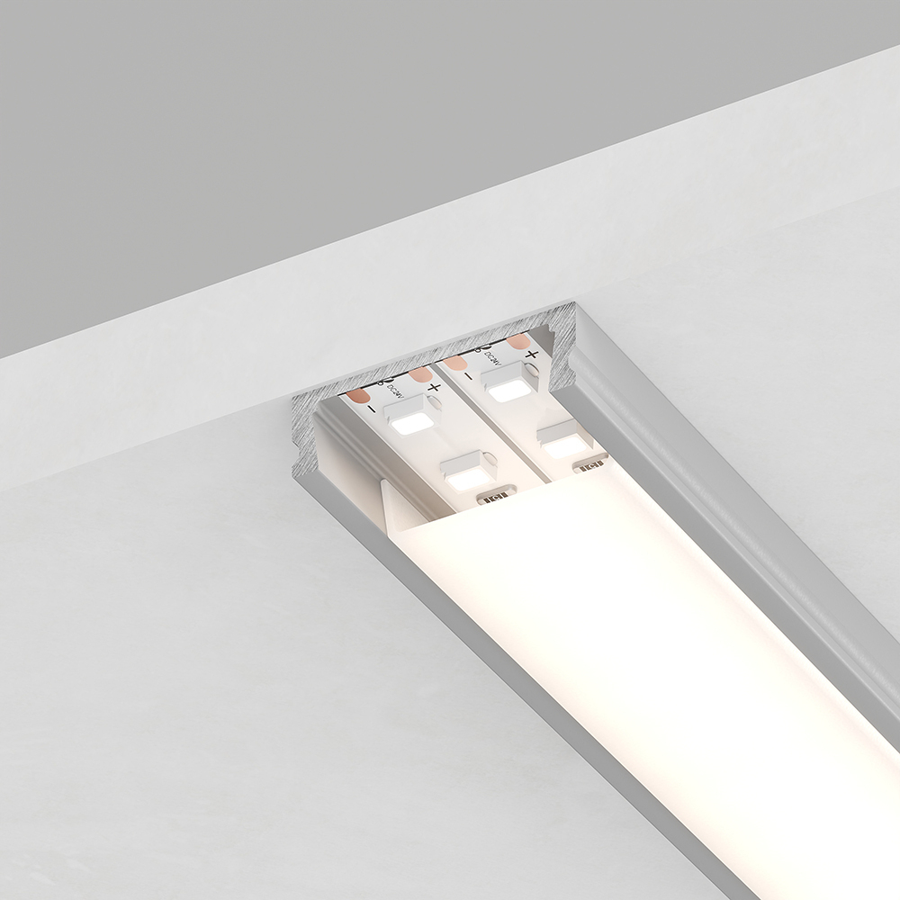 2000*24*6мм Комплект Профиль широкий накладной для светодиодной ленты, цвет серебро, в комплекте 2 заглушки + экран + 4 крепежа