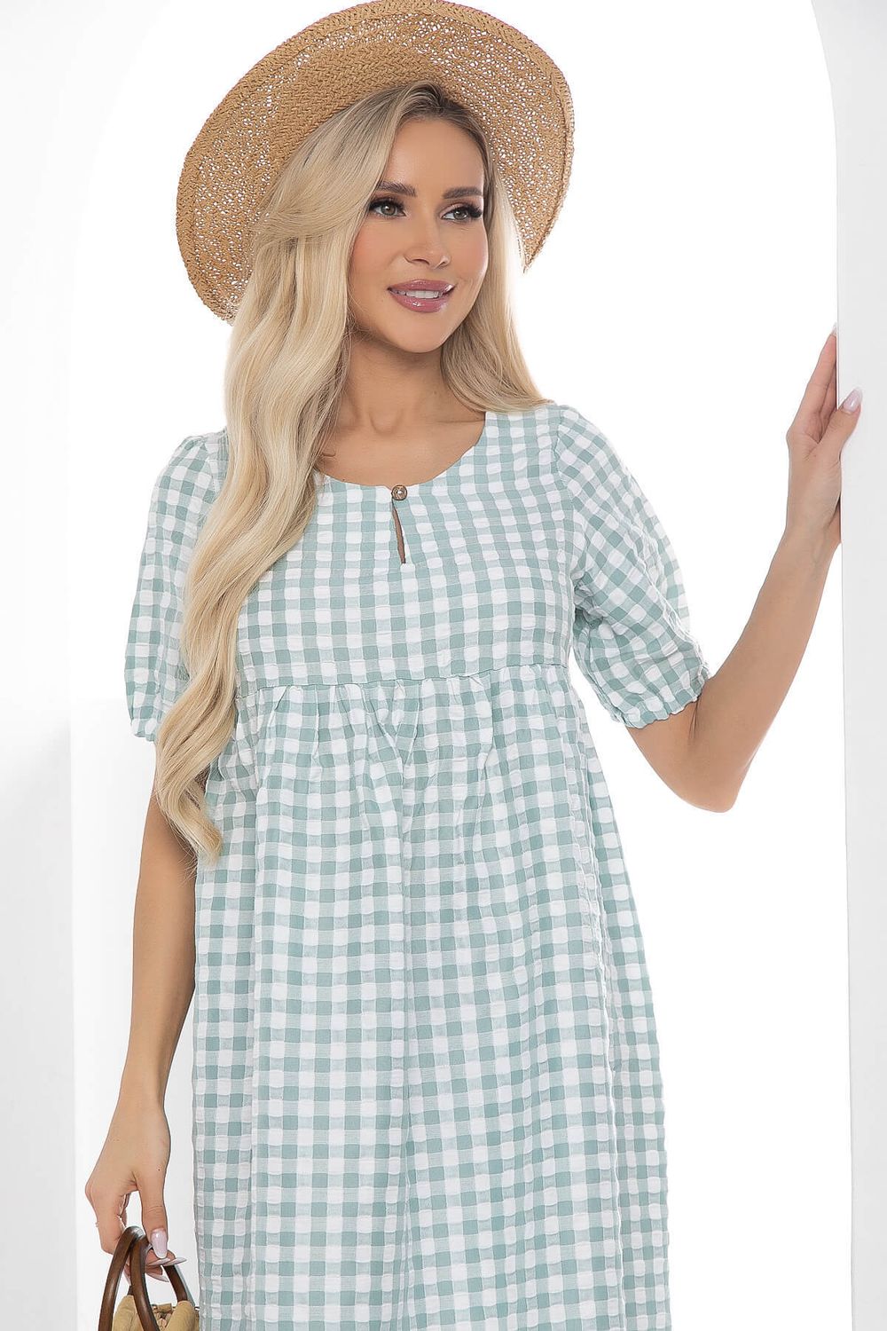 Платье Лето в клетку (мята) П10193 LT Collection