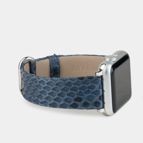 Ремешок для Apple Watch 40/41/42 mm из кожи питона, синего цвета
