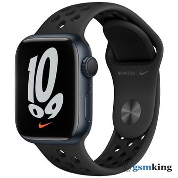 Apple Watch Nike Series 7 GPS 41mm Midnight Aluminum Case with Nike Sport Band Anthracite/Black MKN43LL/A