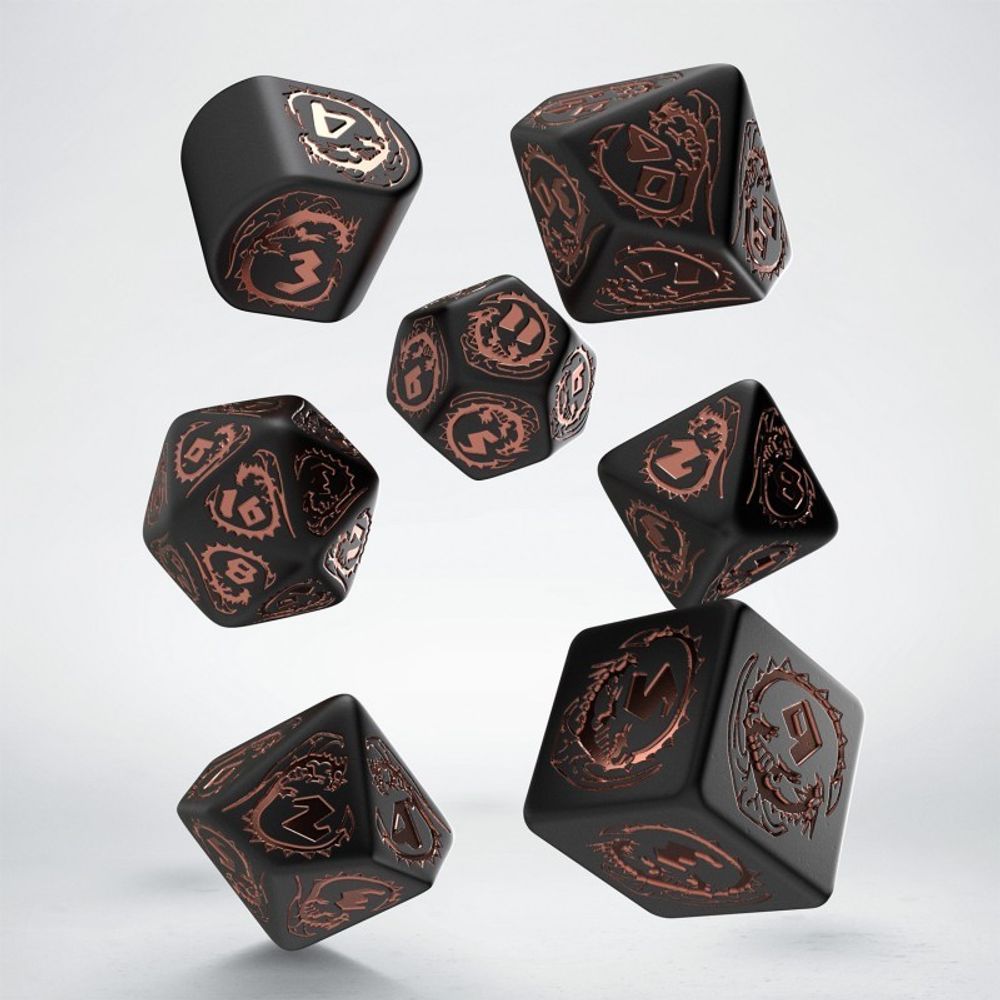 Dragons Modern Dice Set Black &amp; copper (Obsidian)