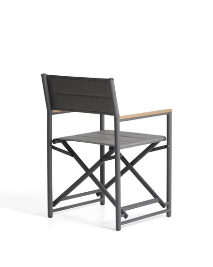 Складной уличный стул Tisno из графитового алюминия и серого текстиля
