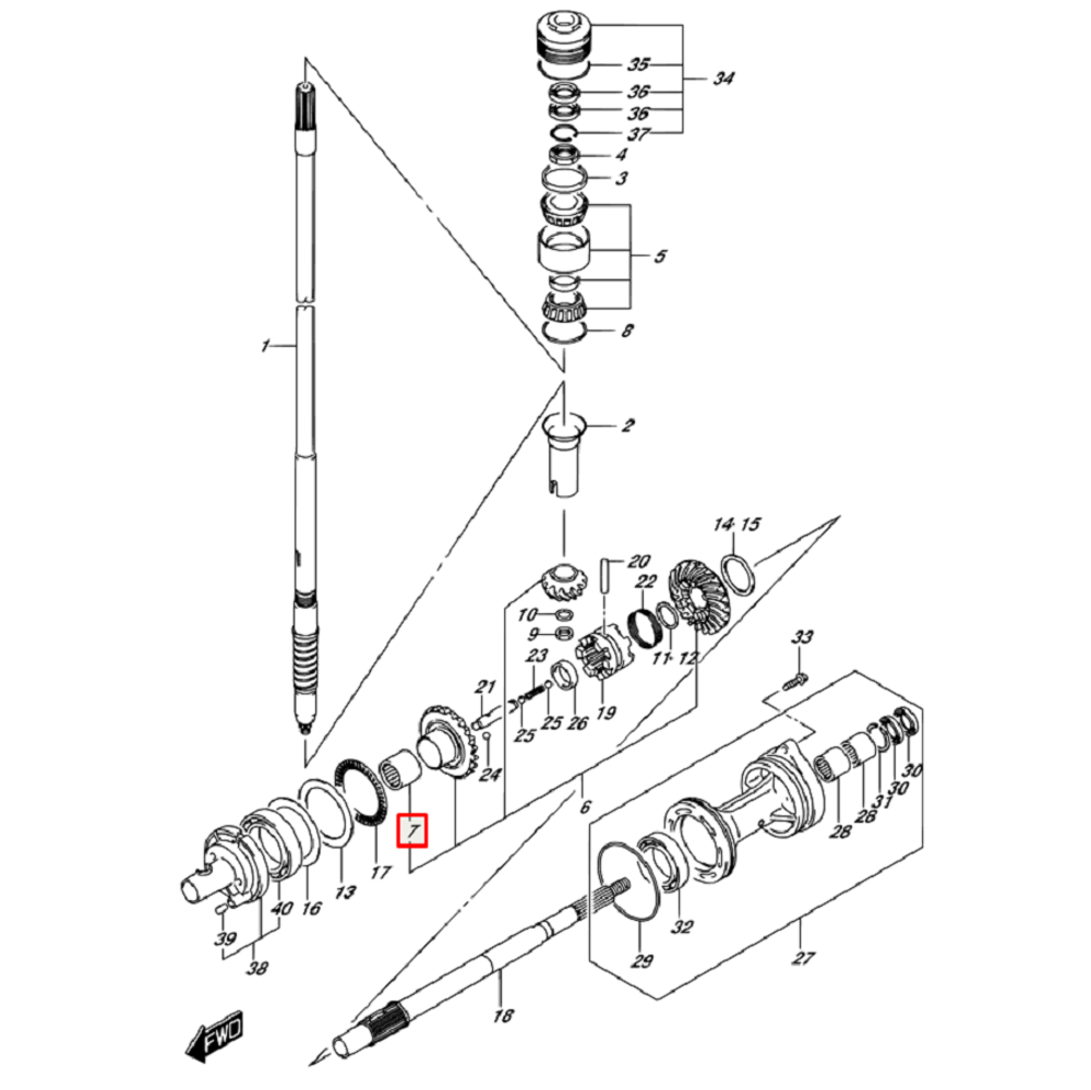 Подшипник гребного вала редуктора Kacawa Yamaha NTN