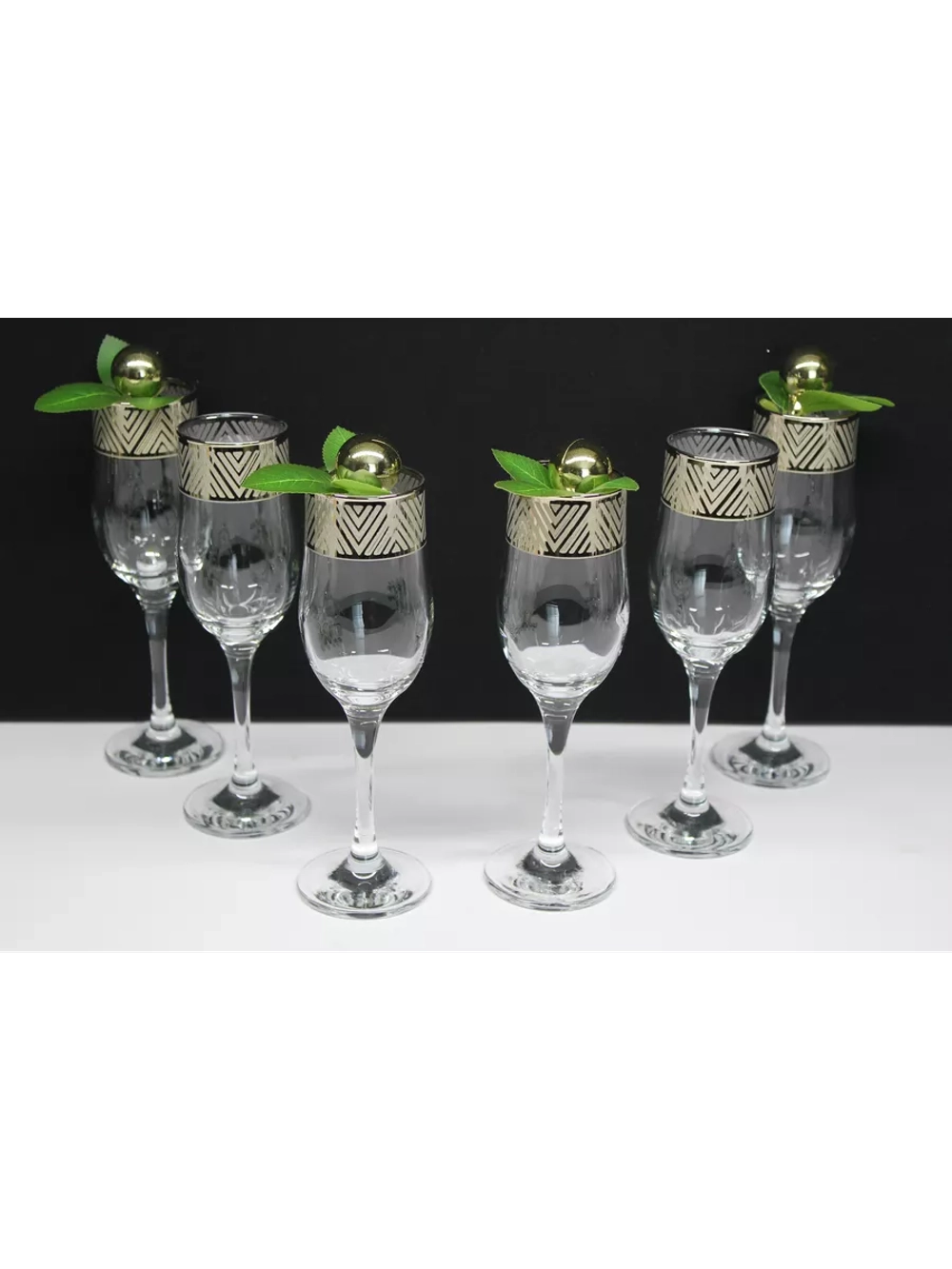 Бокалы для шампанского 6 штук Золотое сечение