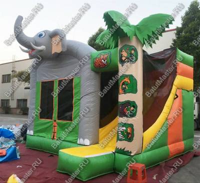 Коммерческий надувной батут "Слоник" с крышей