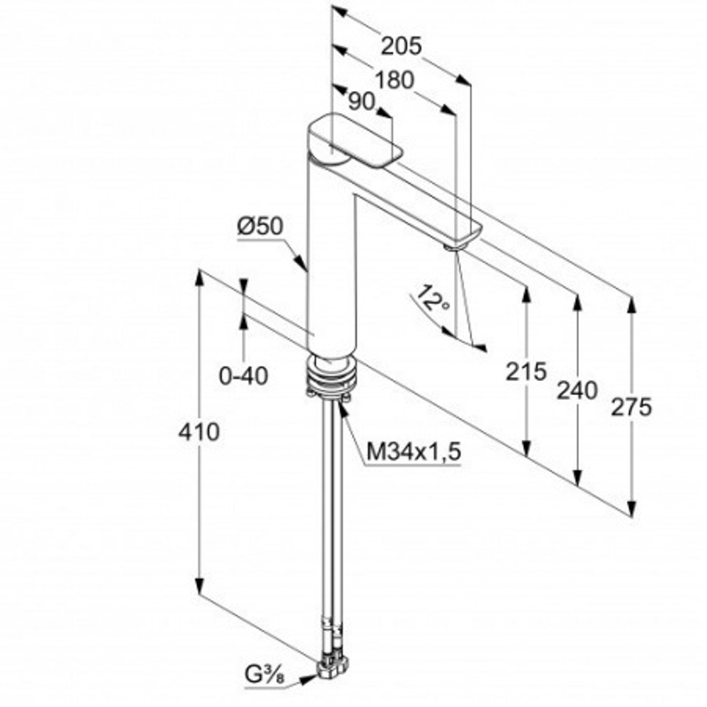 Смеситель для раковины - чаши Kludi Pure&Style однорычажный , черный матовый (402963975)