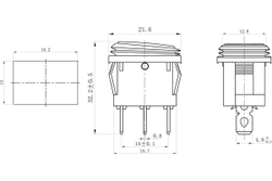 Клавишный выключатель REXANT 250v 6а (3с) on-off красный с подсветкой mini влагозащита (kcd1-201-4w) 36-2175