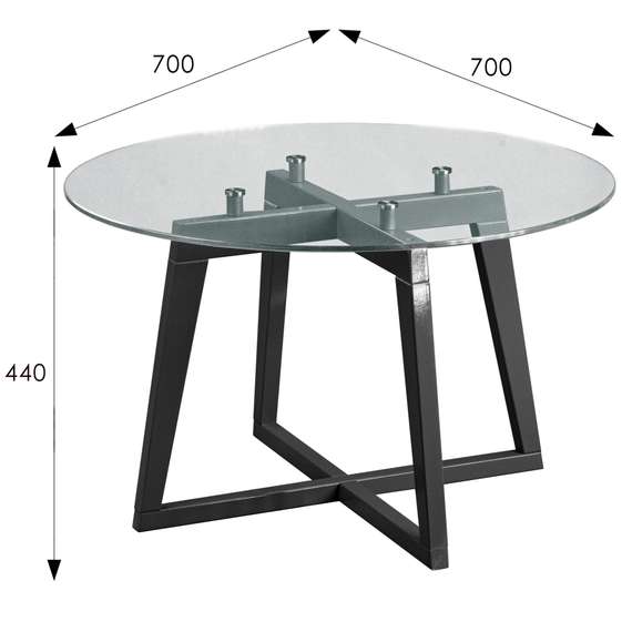 Стол журнальный Рилле 445 серый графит/стекло прозрачное (круг)