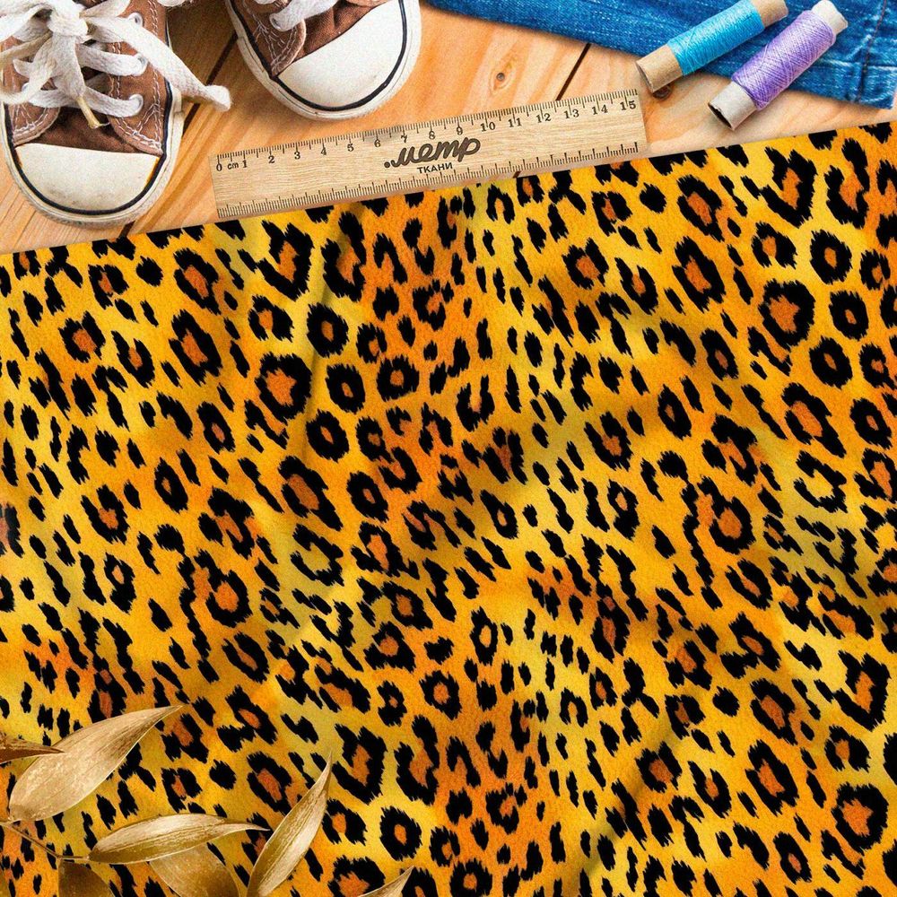 Ткань премиум атлас звериный леопардовый принт