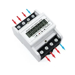 Счетчик электроэнергии трехфазный компактный с подсветкой на ДИН-рейку