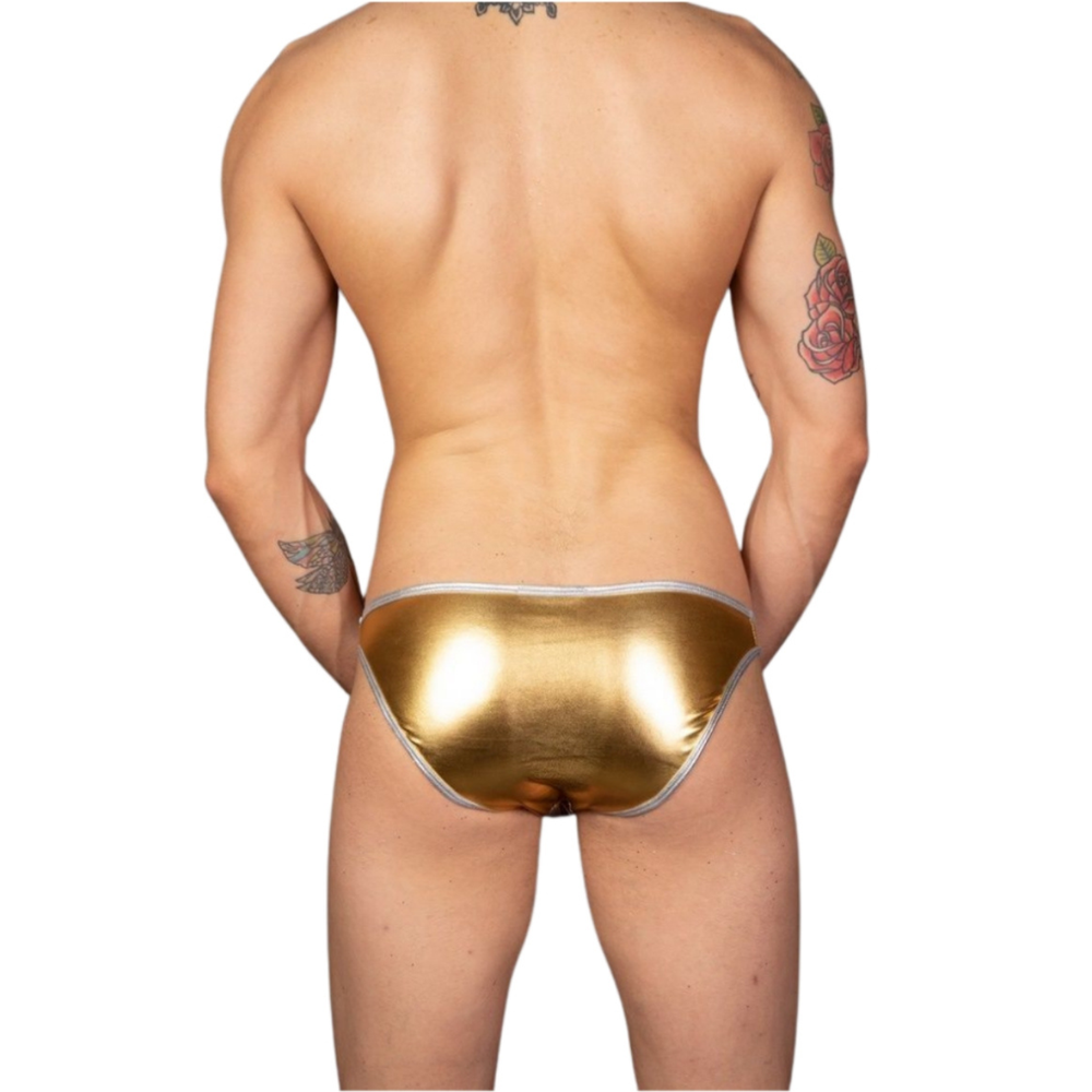 Мужские трусы слипы золотистые с серебристой вставкой Cosmos Colors MR20_GS