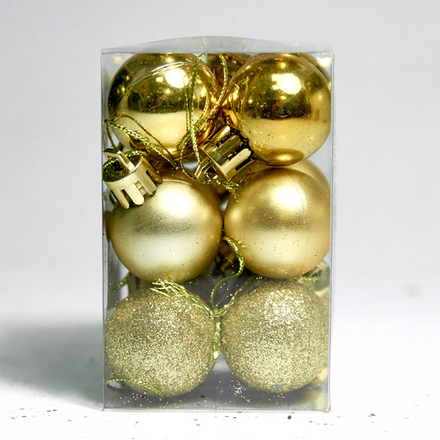 Набор шаров 24шт 8см золото (глянец: 12шт, матовые: 6шт, глиттер: 6шт), SYQA-012103-G