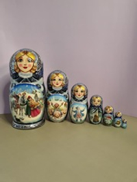 Матрешка 21см "Русская зима" 7 мест