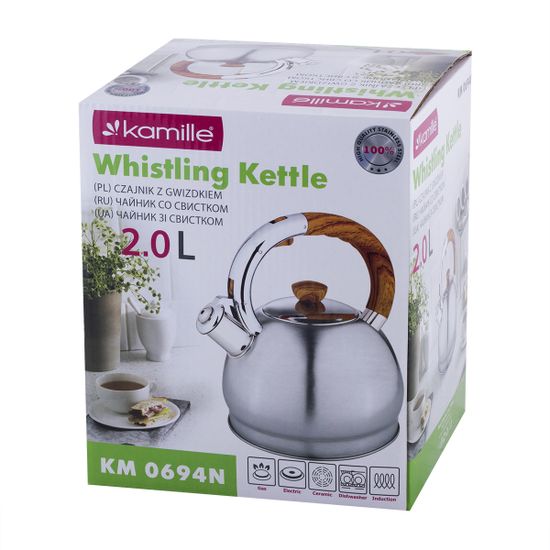 Чайник 2 л. из нержавеющей стали со свистком Kamille KM 0694N