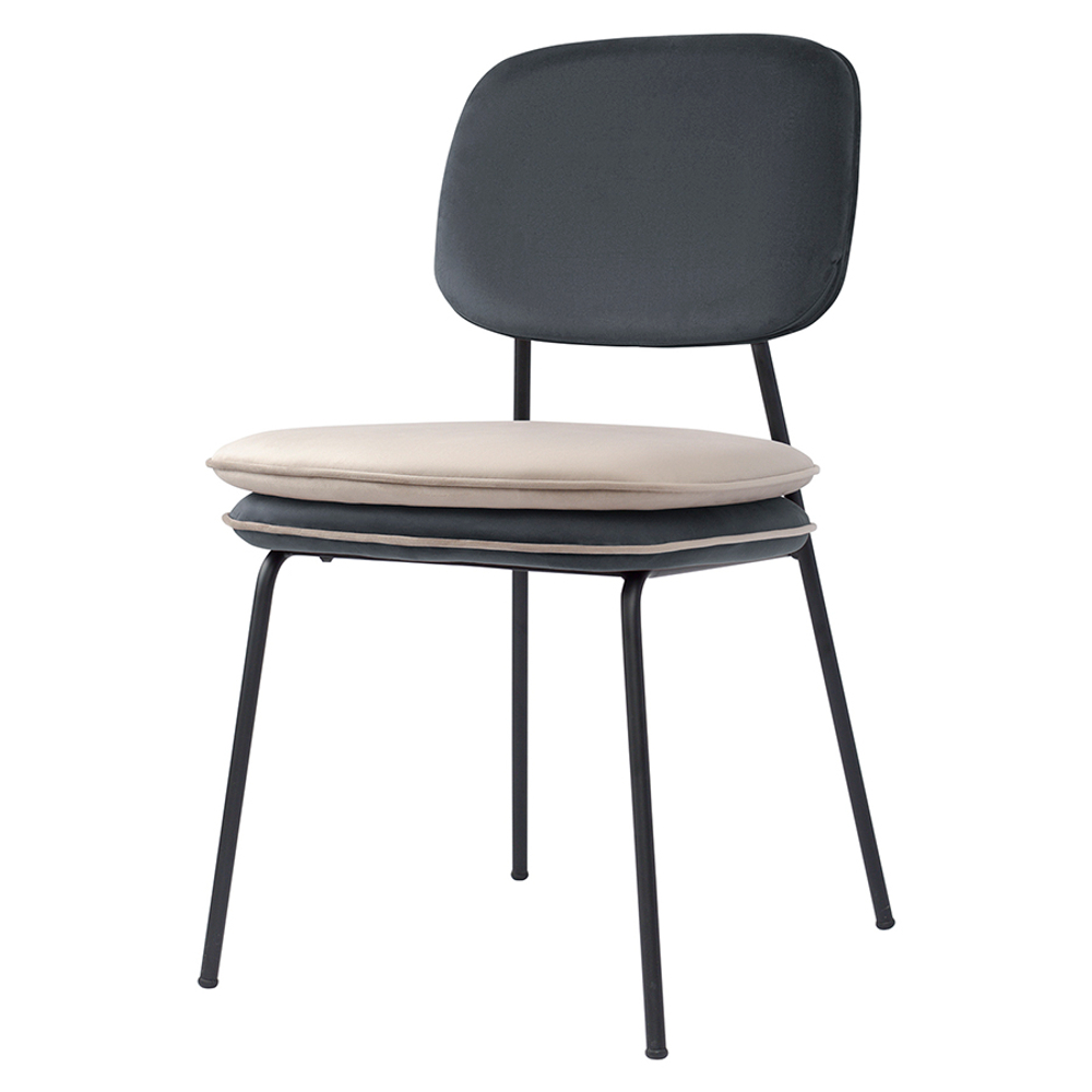 Стул с контрастным кантом Bergenson Bjorn Pea, велюр, темно-серый/бежевый