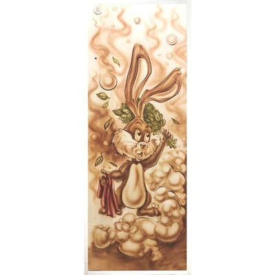 Дверь массив "Заяц в парной"