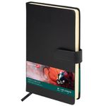 Скетчбук, слоновая кость 140 г/м2 130х210 мм, 80 л., КОЖЗАМ, застежка, BRAUBERG ART CLASSIC, черный, 116460