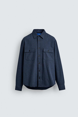 ZARА Х AARON LEVINE ФЛАНЕЛЕВАЯ РУБАШКА В КЛЕТКУ, МОРСКОЙ СИНИЙ